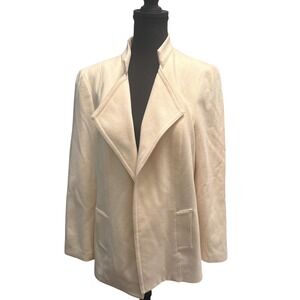 Conrad C Collection Wool Cashmere Blazer Jacket Cream Italian Fabric Size 12